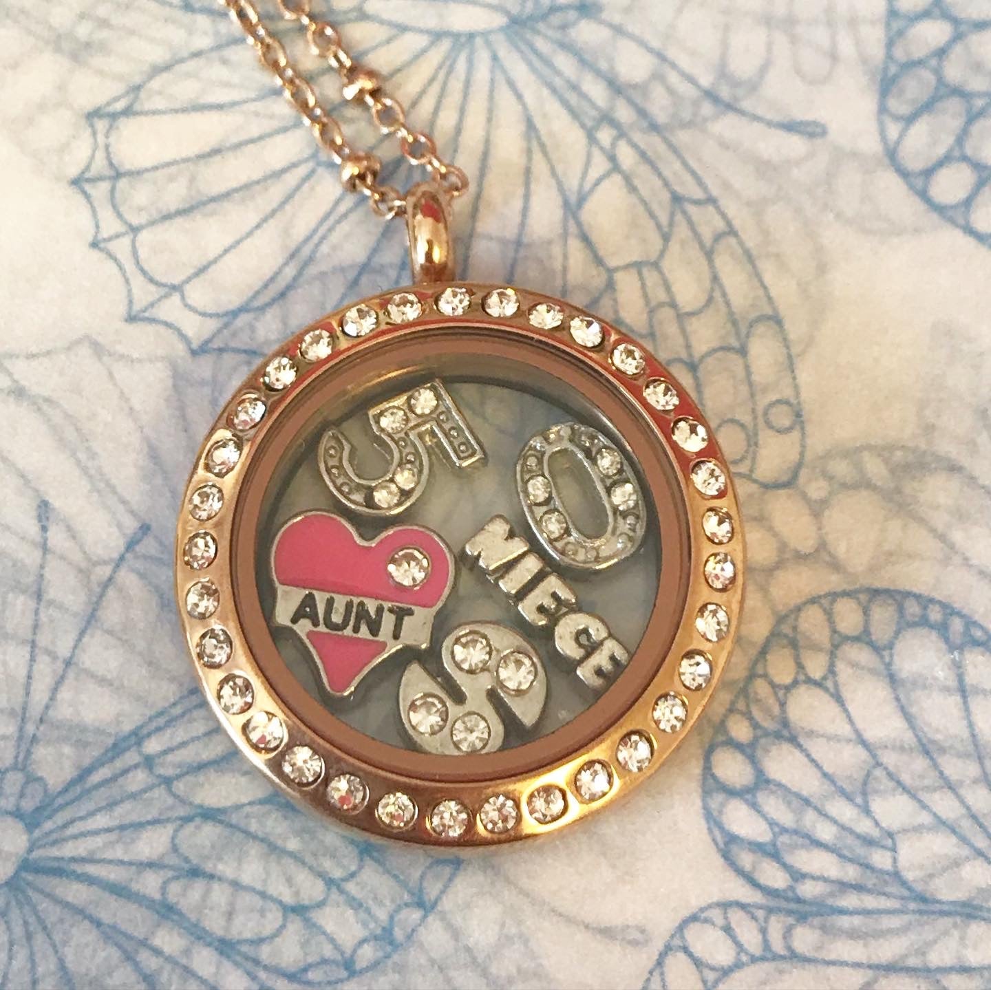 Memory Locket Rose Gold Crystal - Medium - The Little Jewellery Company