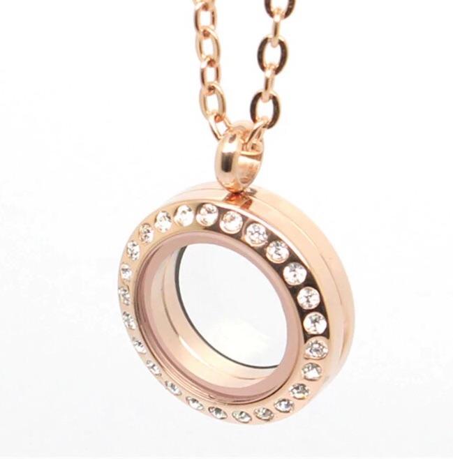 Memory Locket Rose Gold Crystal - Small