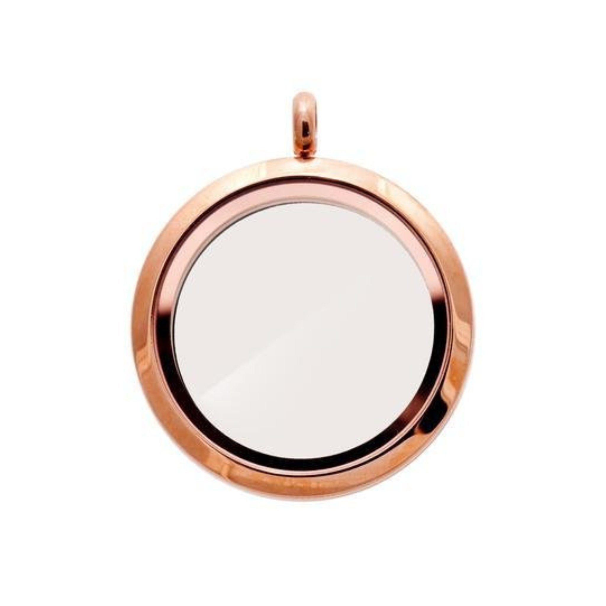 Large 30mm Round Gun Metal Floating Locket Charm Necklace - CZ Accent, 19-inch Chain, Keepsake Jewelry