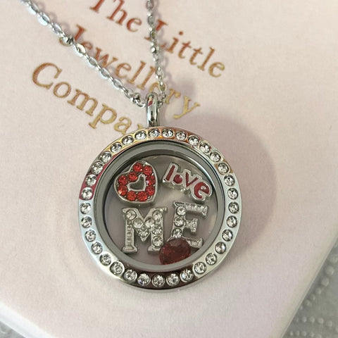 Memory Locket Silver Crystal - Medium