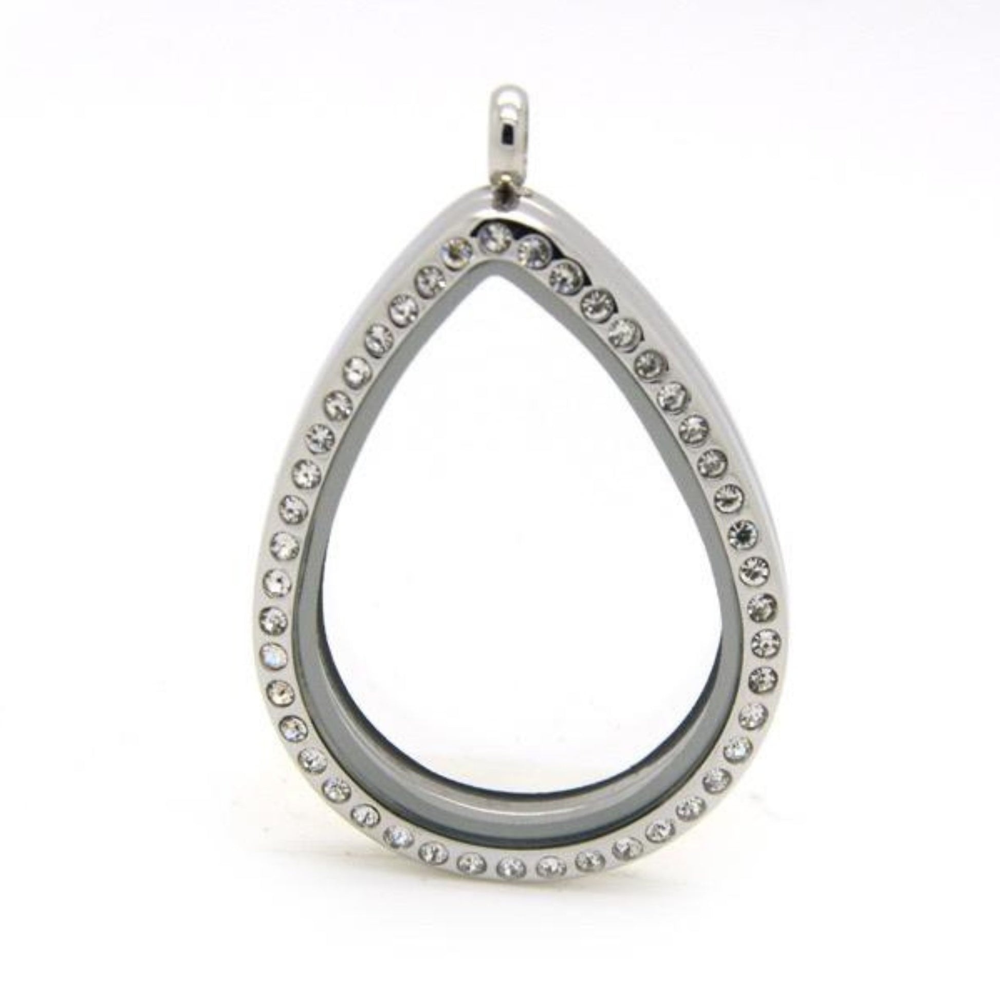 Memory Locket Silver Crystal Teardrop - The Little Jewellery Company