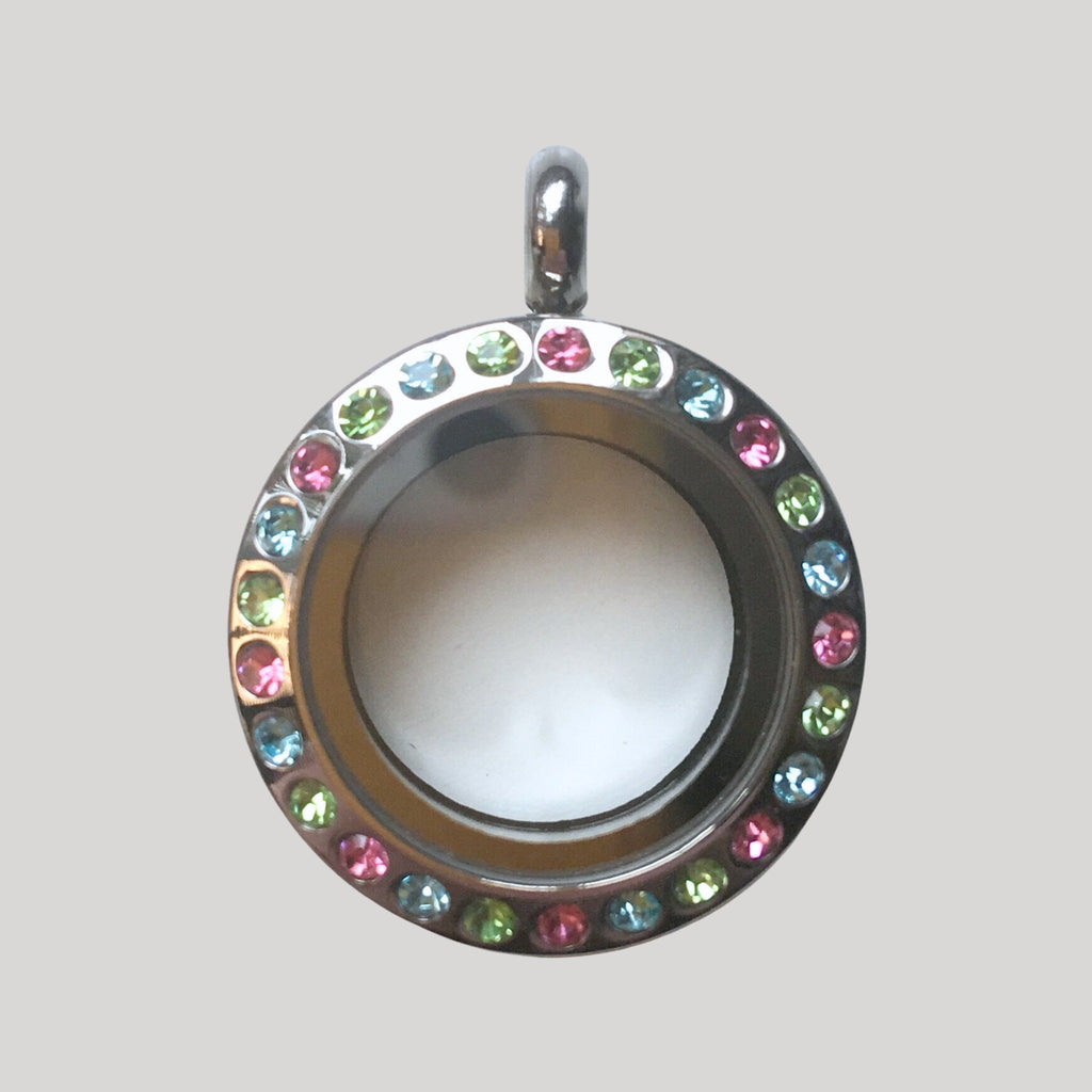 Memory Locket Silver Multi Crystal - Small - The Little Jewellery Company