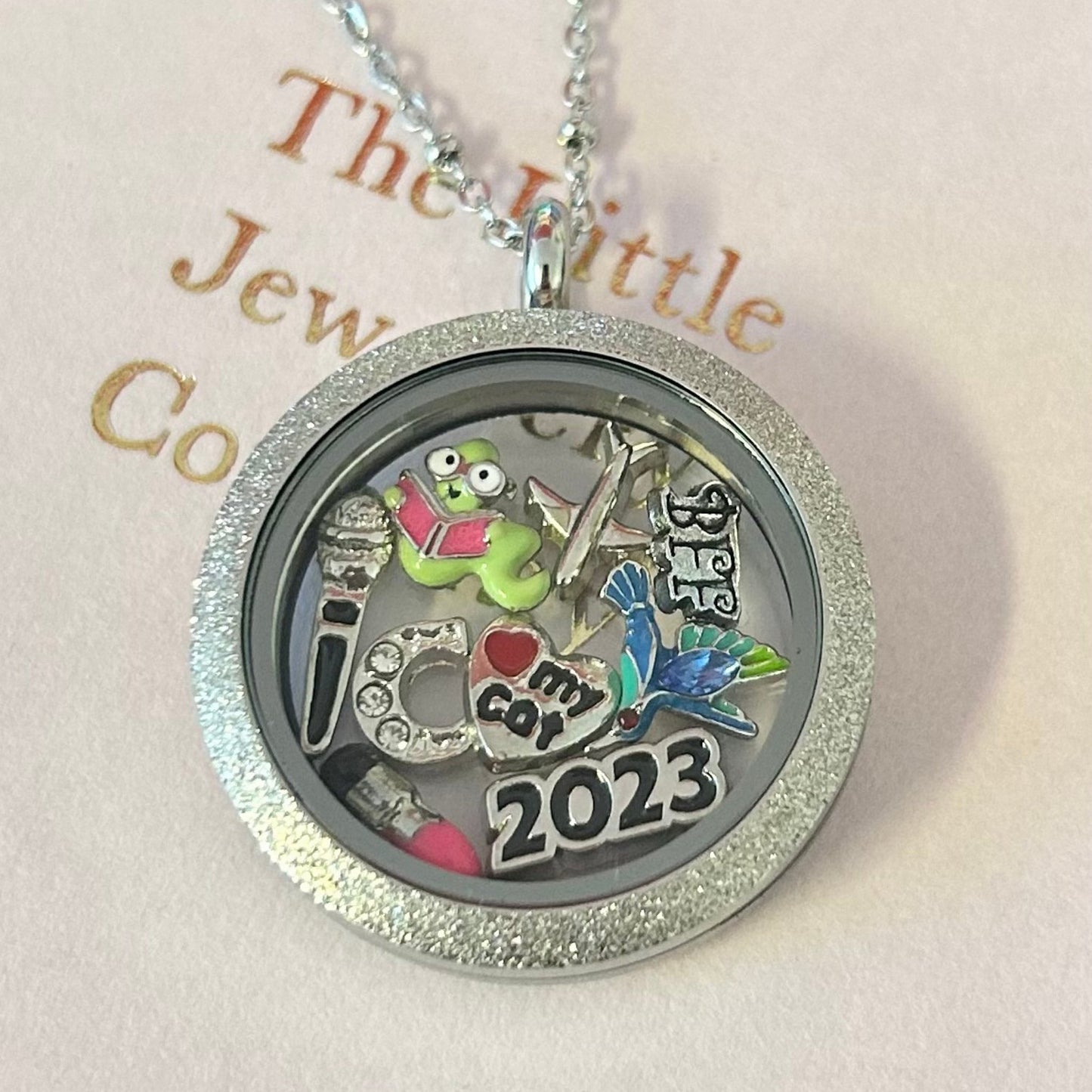 Memory Locket Silver Shimmer - Large - The Little Jewellery Company