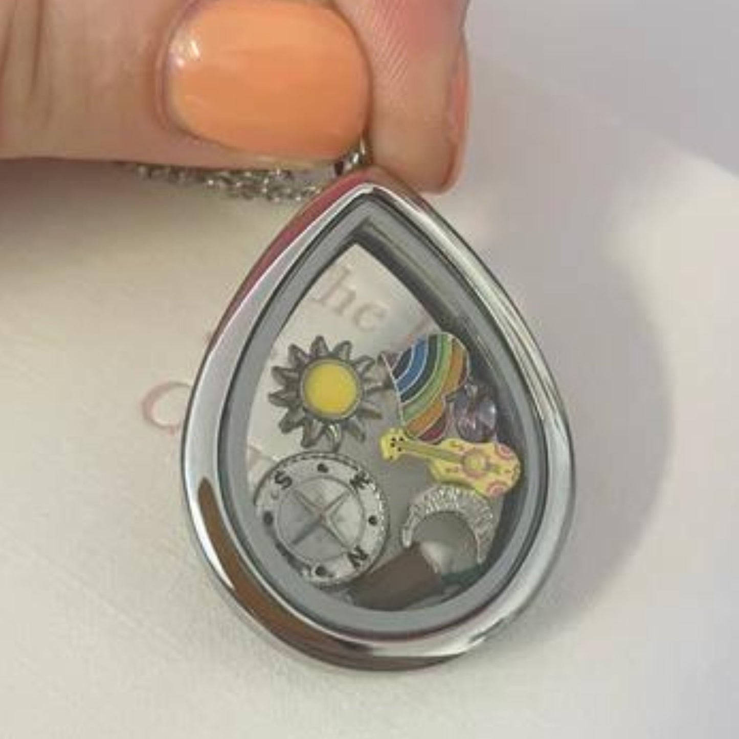 Memory Locket Silver Teardrop - The Little Jewellery Company