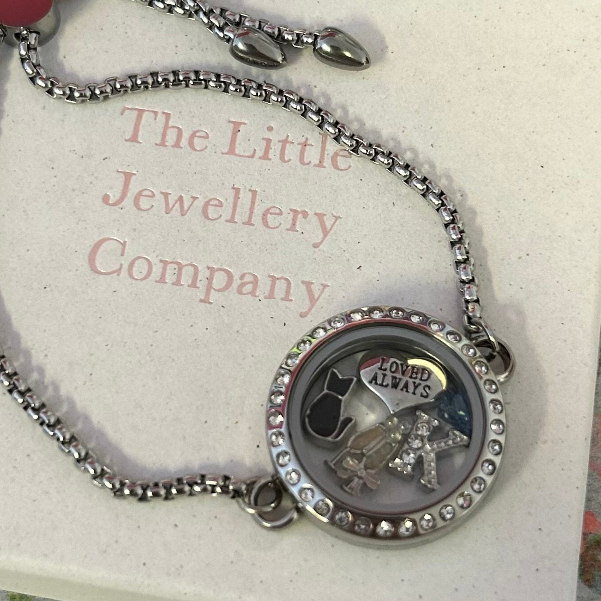 Memory Locket Slide Fastening Bracelet Crystal - Silver Medium - The Little Jewellery Company