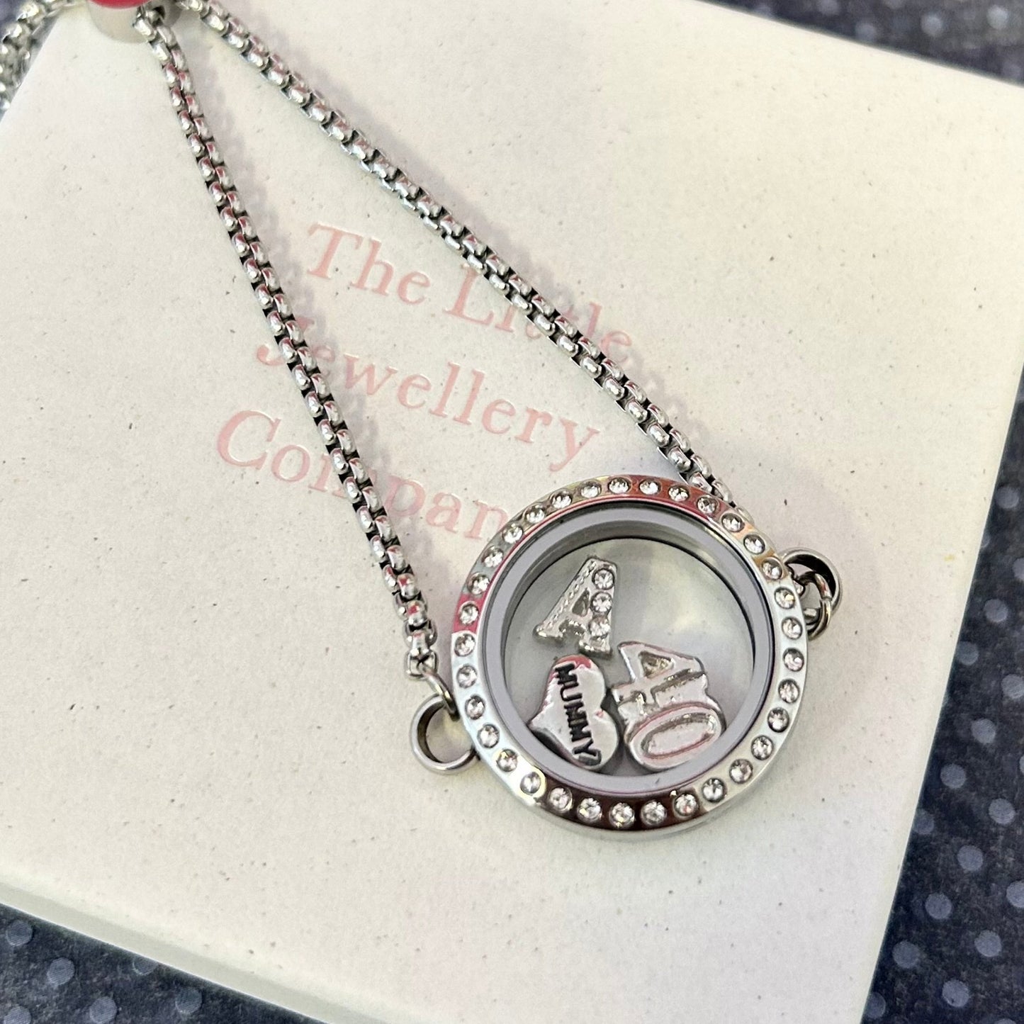 Memory Locket Slide Fastening Bracelet Crystal - Silver Medium - The Little Jewellery Company