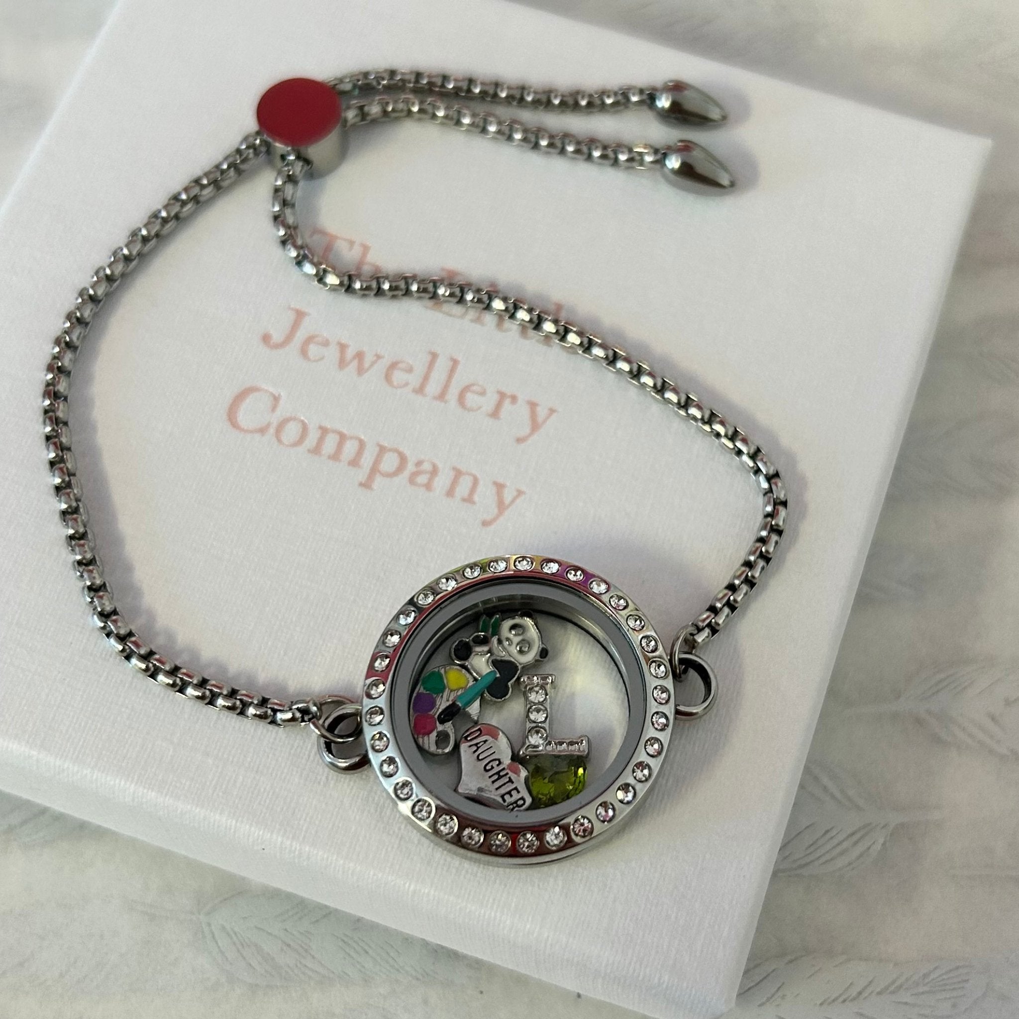 Memory Locket Slide Fastening Bracelet Crystal - Silver Medium - The Little Jewellery Company