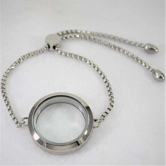Memory Locket Slide Fastening Bracelet - Silver Large - The Little Jewellery Company