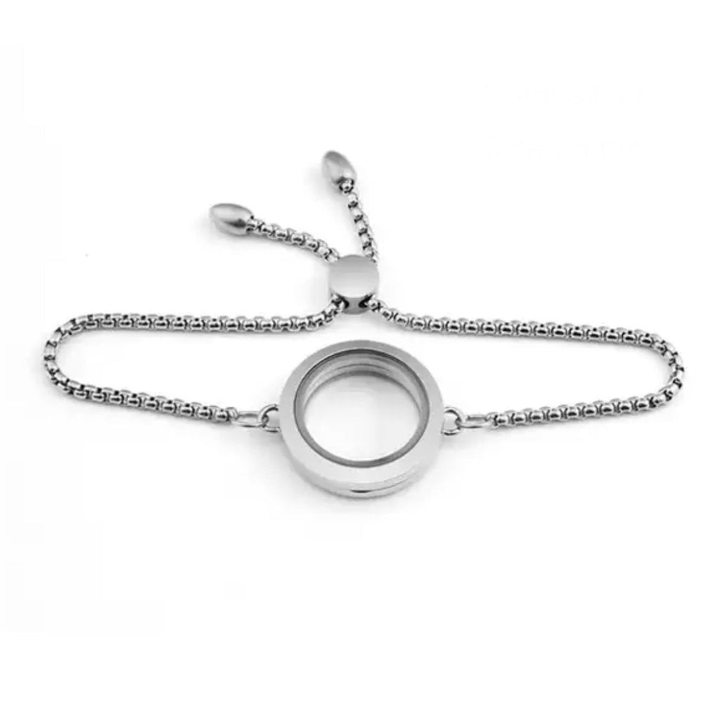 Memory Locket Slide Fastening Bracelet - Silver Medium - The Little Jewellery Company