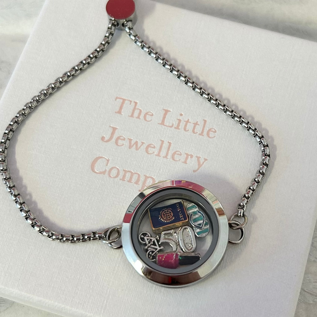 Memory Locket Slide Fastening Bracelet - Silver Medium - The Little Jewellery Company
