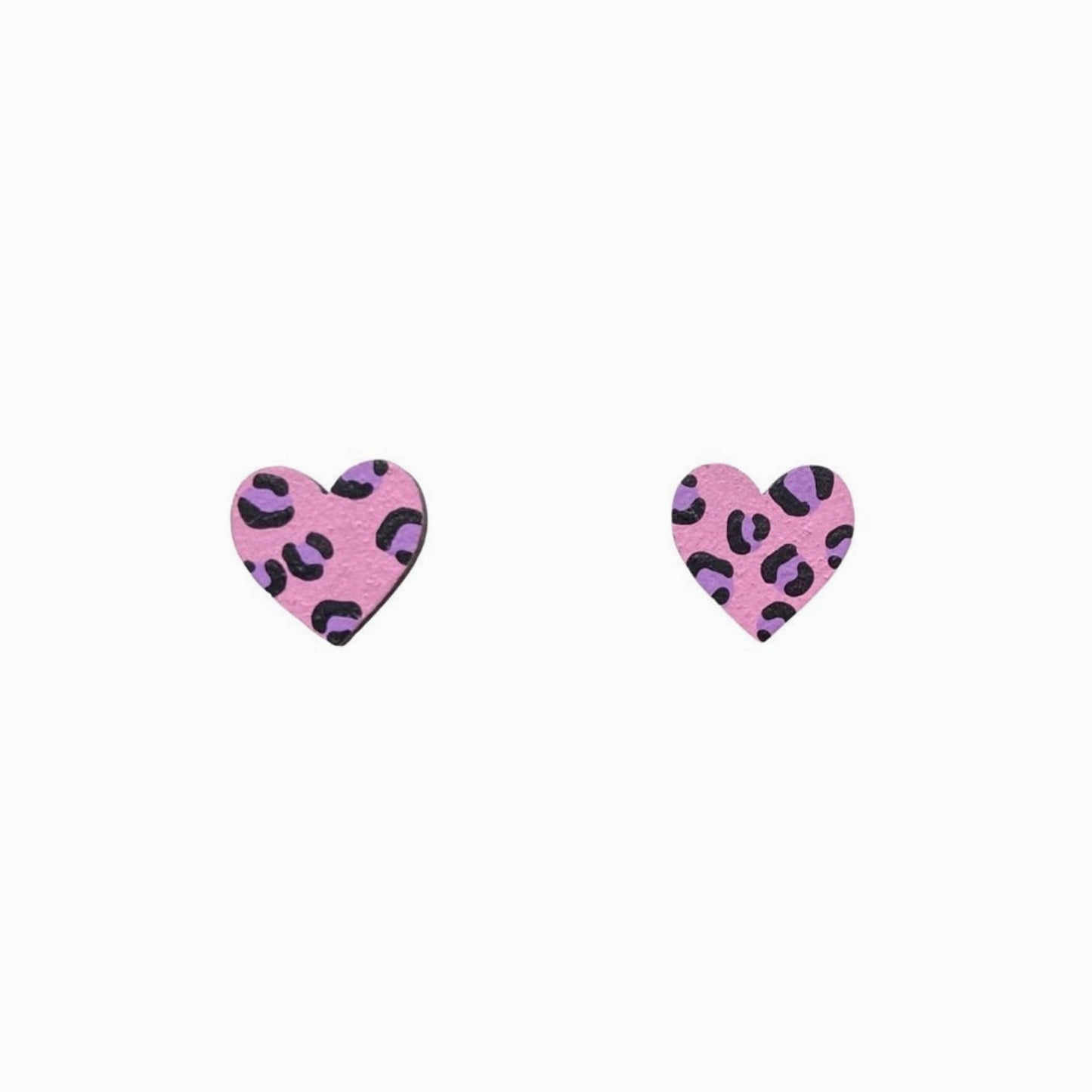 Mini Leopard Print Studs - Pink and Purple - The Little Jewellery Company