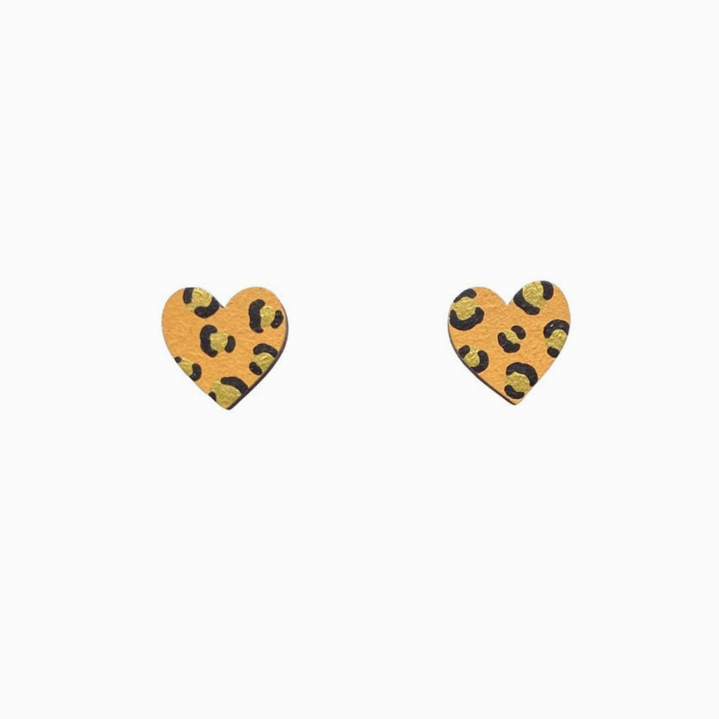 Mini Leopard Print Studs - Yellow and Gold - The Little Jewellery Company