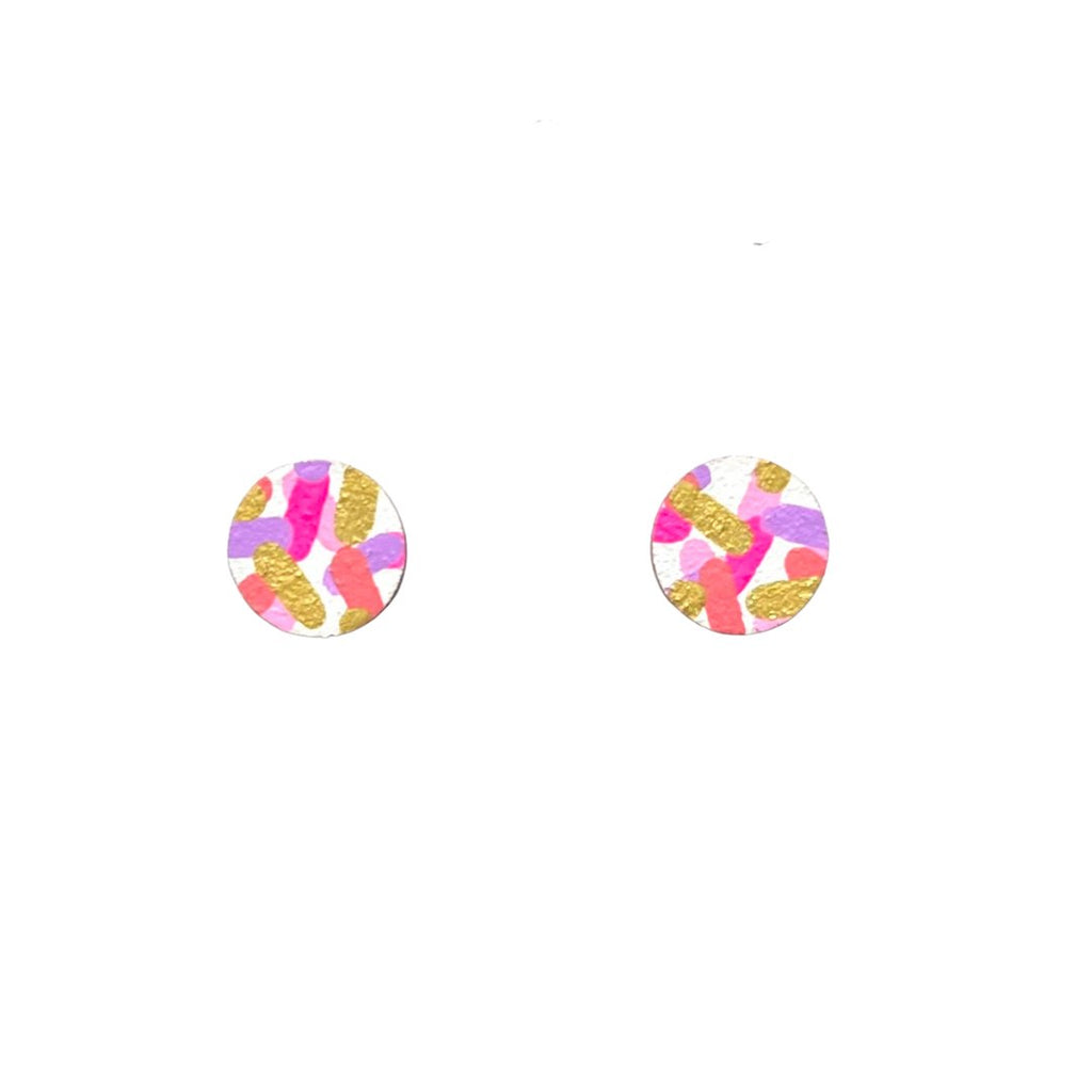 Mini Pink Circle Confetti Studs - The Little Jewellery Company