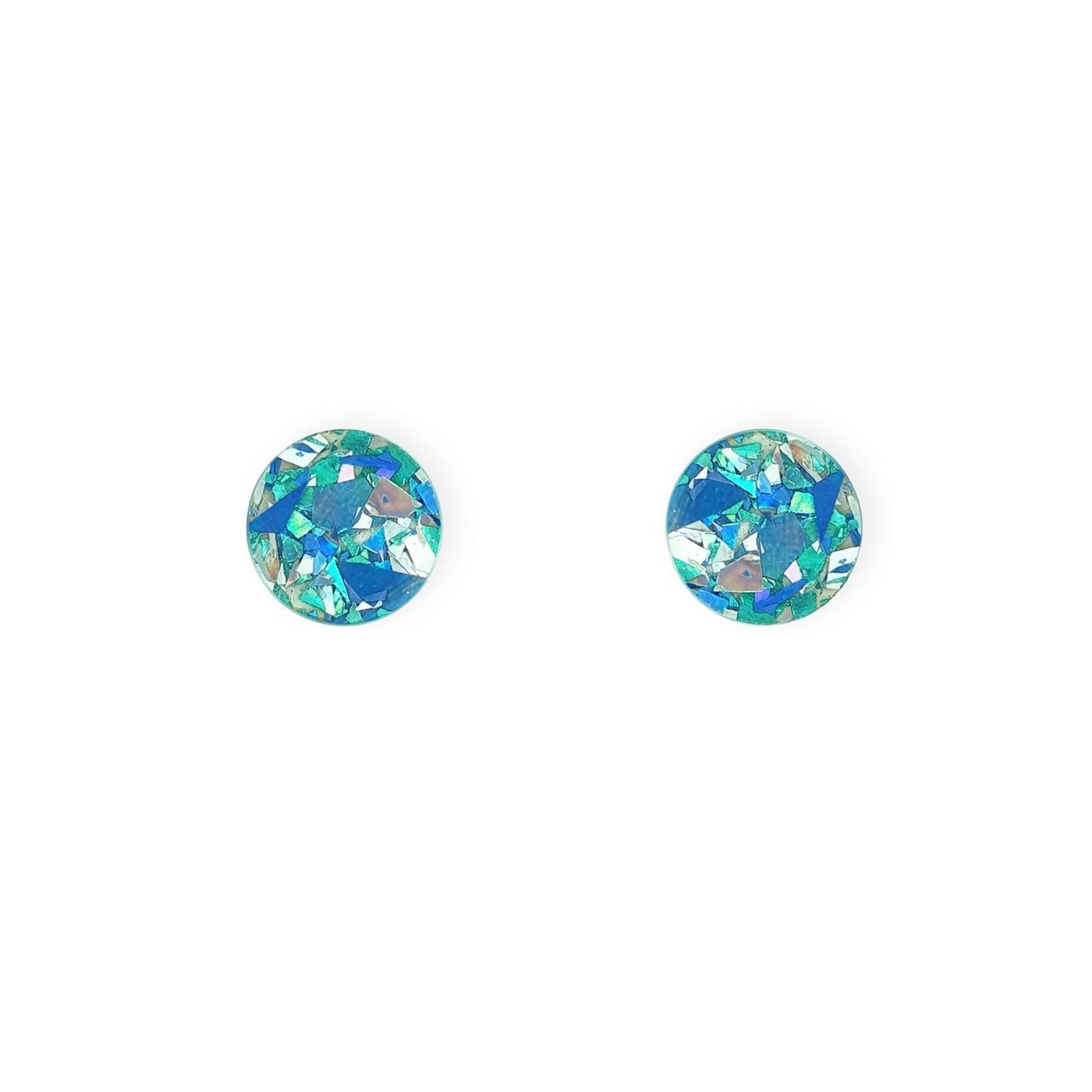 Mini Round Stud Earrings in Ice Blue Sparkle - The Little Jewellery Company