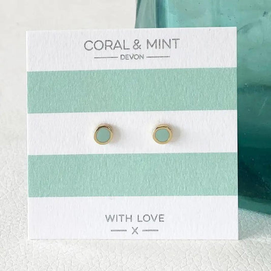 Mint Enamel Studs with Gold Plating - The Little Jewellery Company