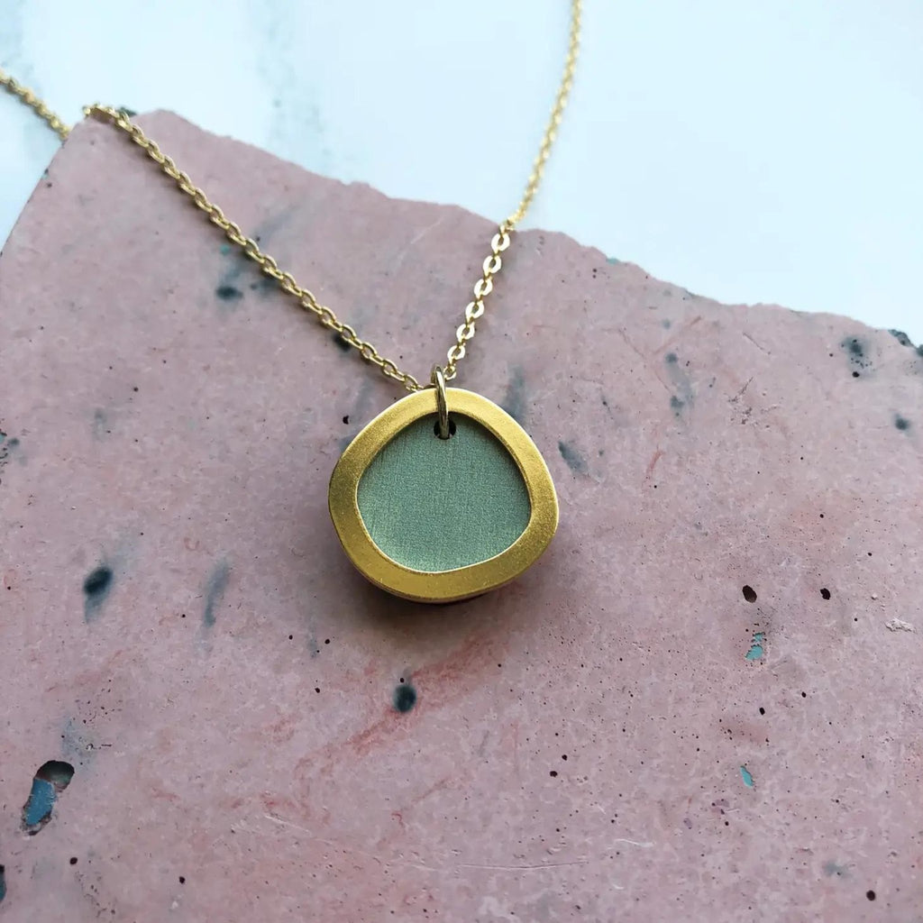 Mint/Gold Circle Pendant - The Little Jewellery Company