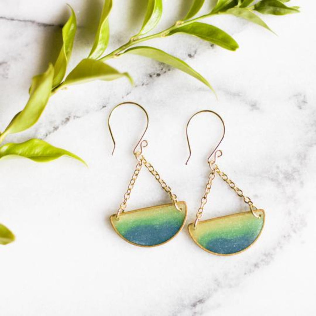 Mood Swings Brass Earrings - Ocean - The Little Jewellery Company