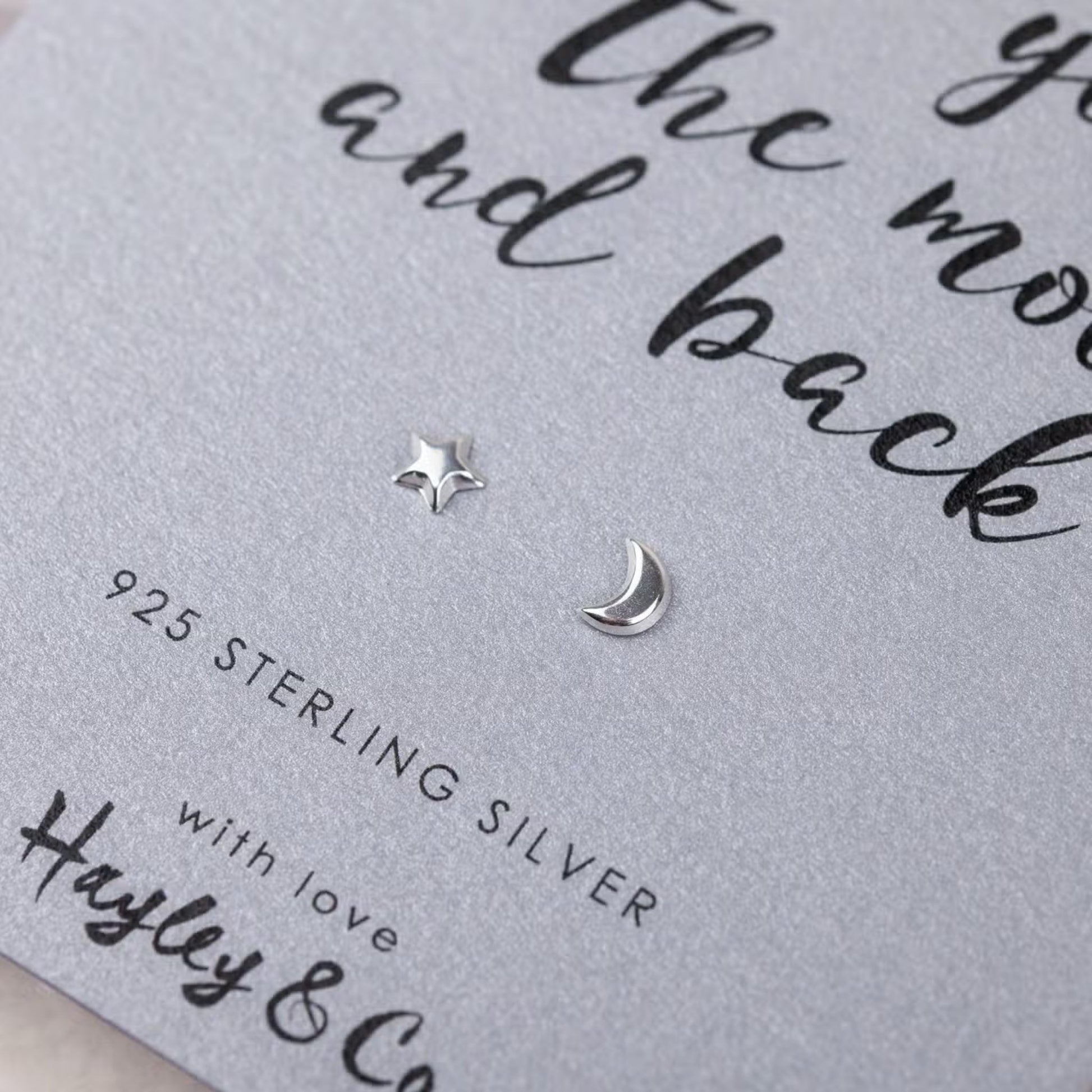 Moon and Star Sterling Silver Earrings - The Little Jewellery Company