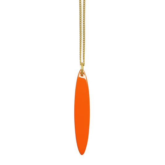 Natural Brown and Orange Long Oval Horn Pendant - The Little Jewellery Company