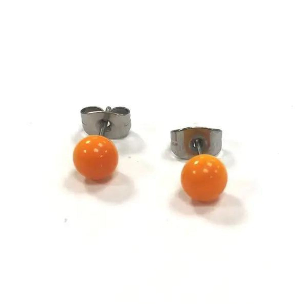 Orange Handmade Glass Stud Earrings - The Little Jewellery Company