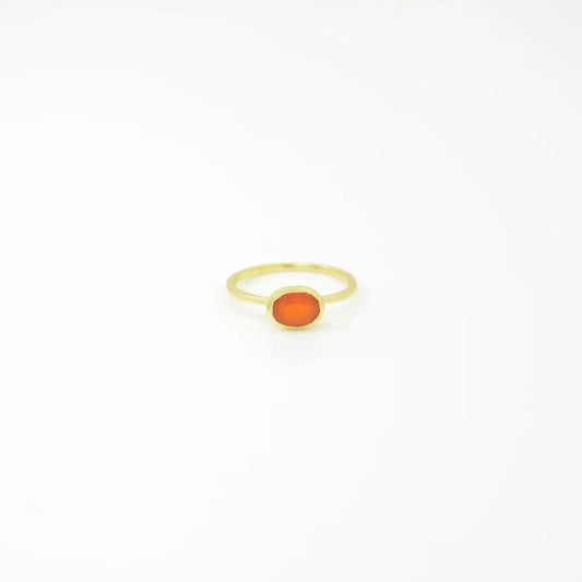 Oval Carnelian Gold Plated Ring (Sterling Silver) - The Little Jewellery Company