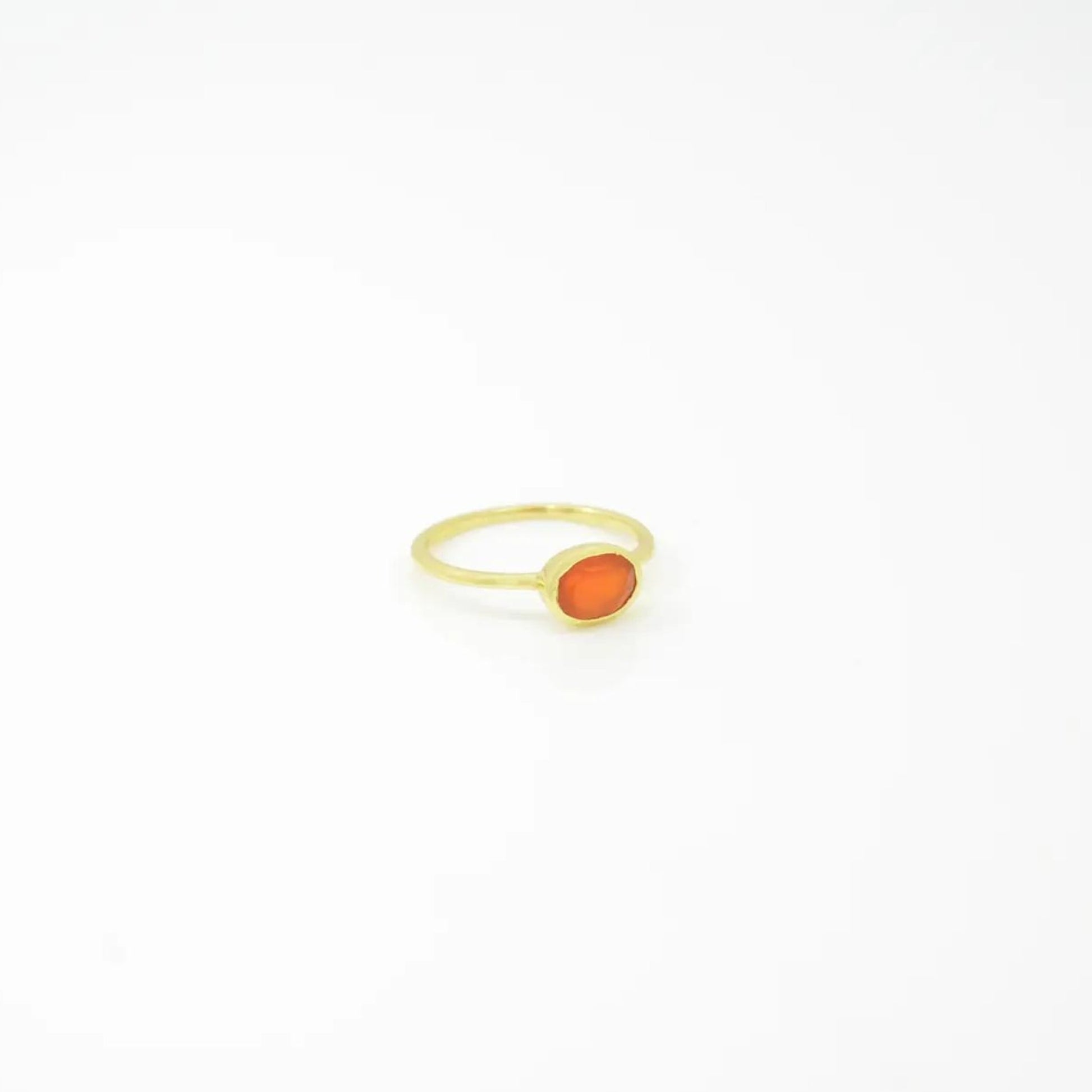 Oval Carnelian Gold Plated Ring (Sterling Silver) - The Little Jewellery Company