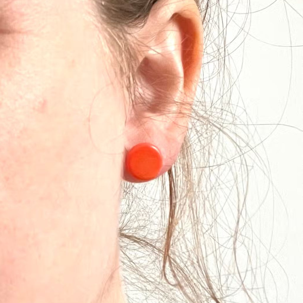 Pastille Stud Earrings Coral, Glass & Surgical Steel - The Little Jewellery Company