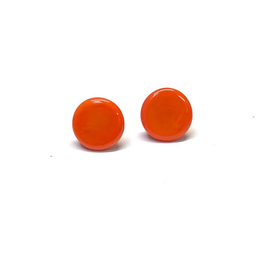 Pastille Stud Earrings Coral, Glass & Surgical Steel - The Little Jewellery Company
