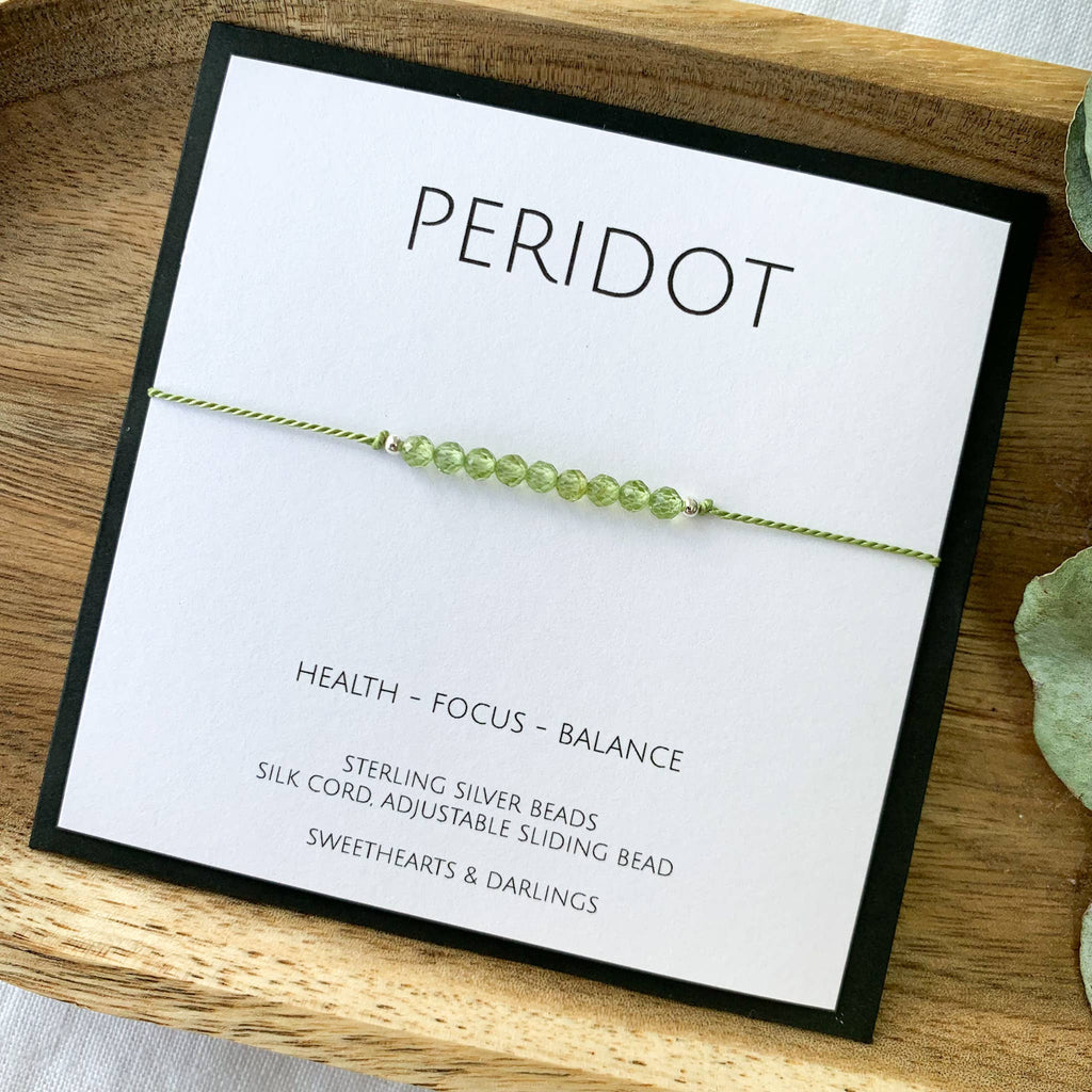 Peridot Silk Bracelet (Gold Beads) - The Little Jewellery Company