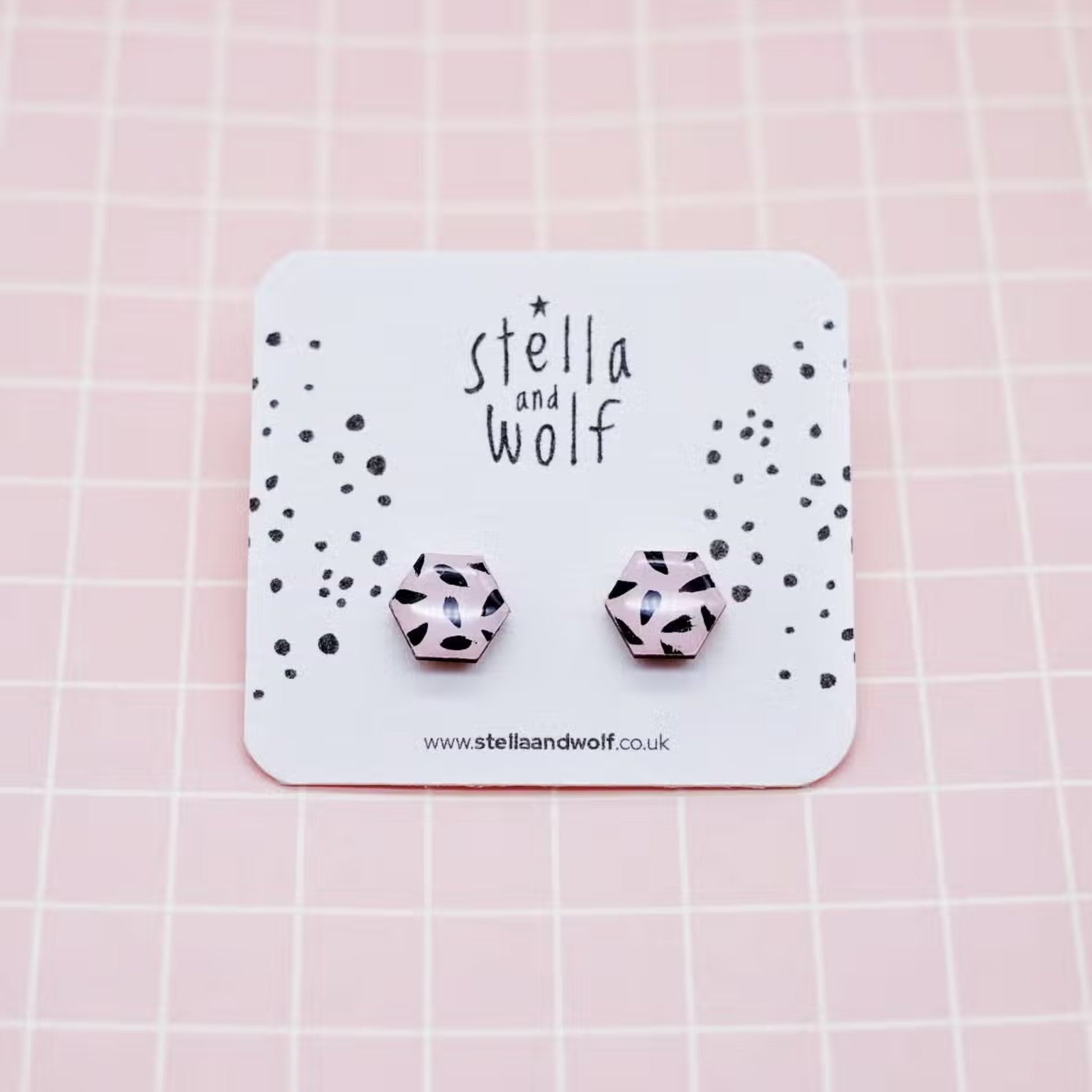 Pink and Black Modern Retro Studs - The Little Jewellery Company