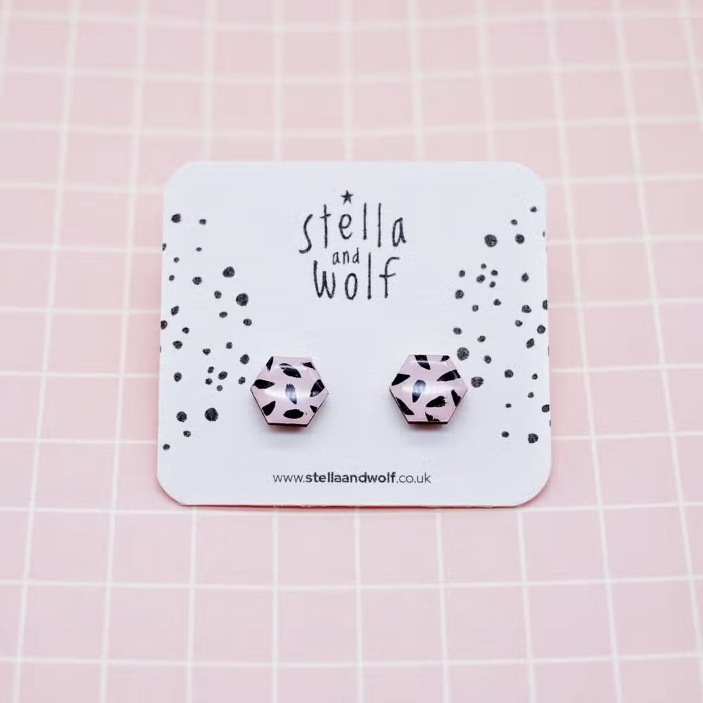 Pink and Black Modern Retro Studs - The Little Jewellery Company