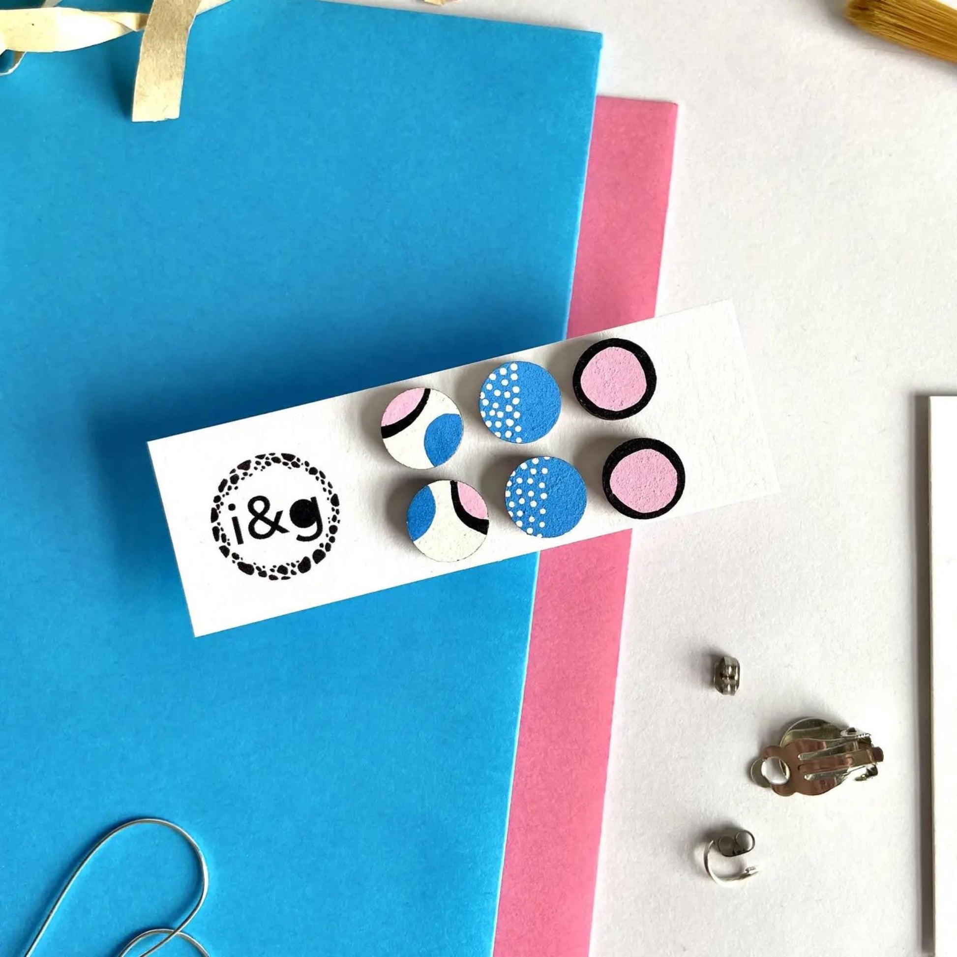 Pink and Blue Mini Studs - The Little Jewellery Company