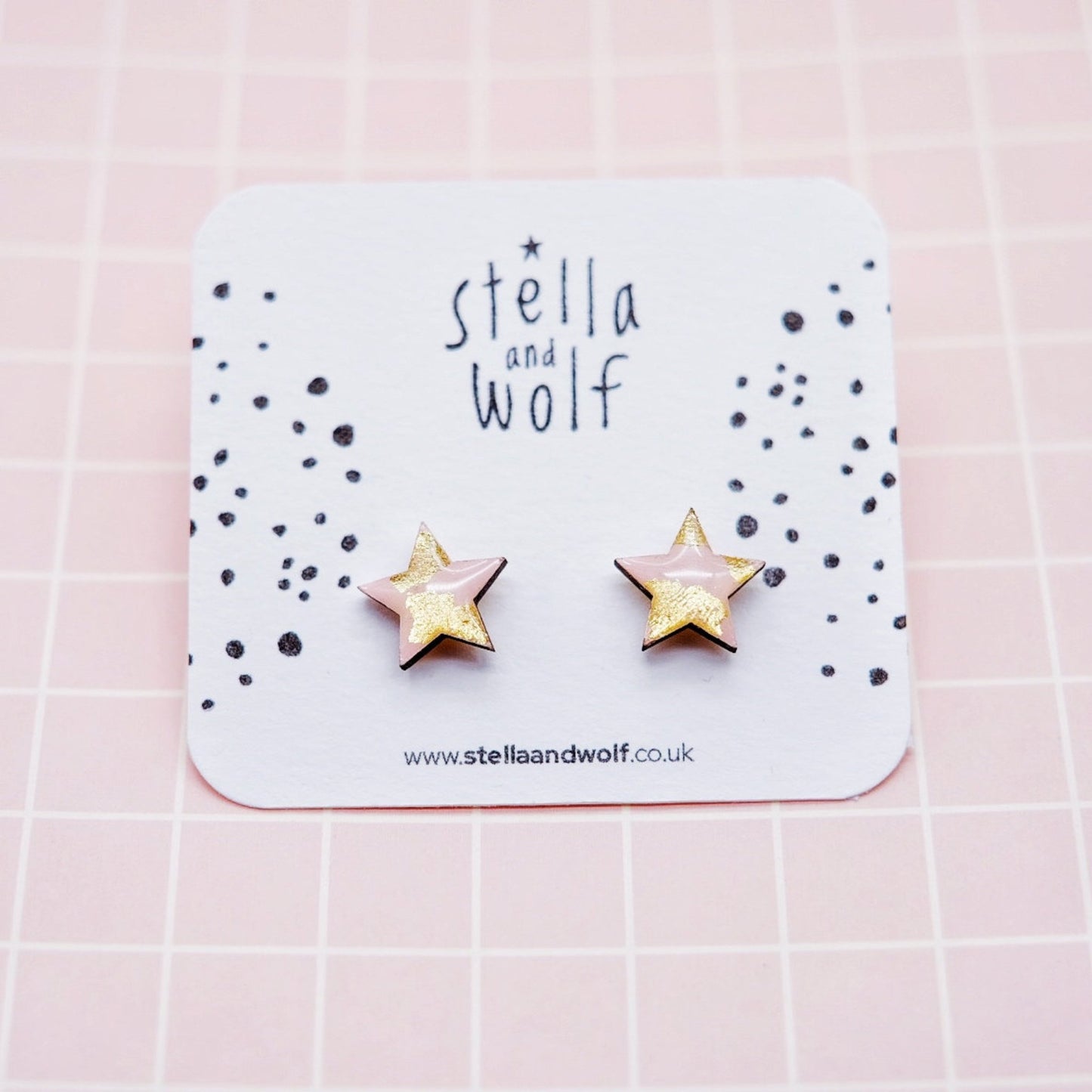 Pink and Gold Star Studs - The Little Jewellery Company