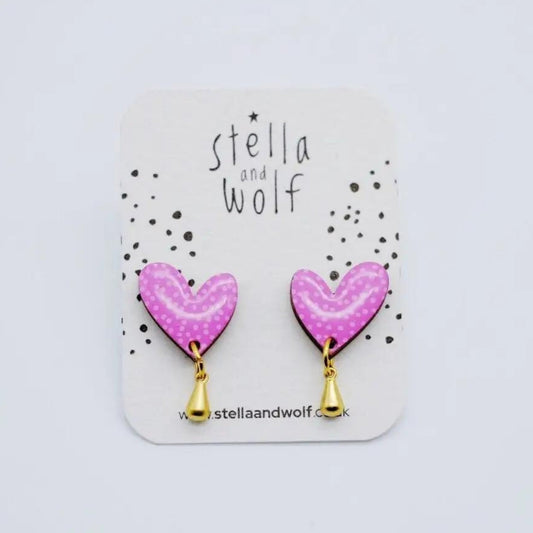 Pink Polka Dot Drop Earrings - The Little Jewellery Company
