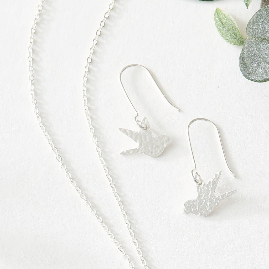 Plated Woodland Swallow Earrings - The Little Jewellery Company