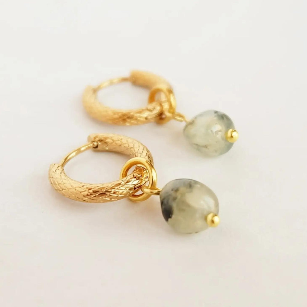 Prehnite Gemstone Hoop Earrings - The Little Jewellery Company