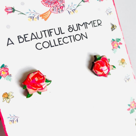 Pretty Small Rose Studs - The Little Jewellery Company
