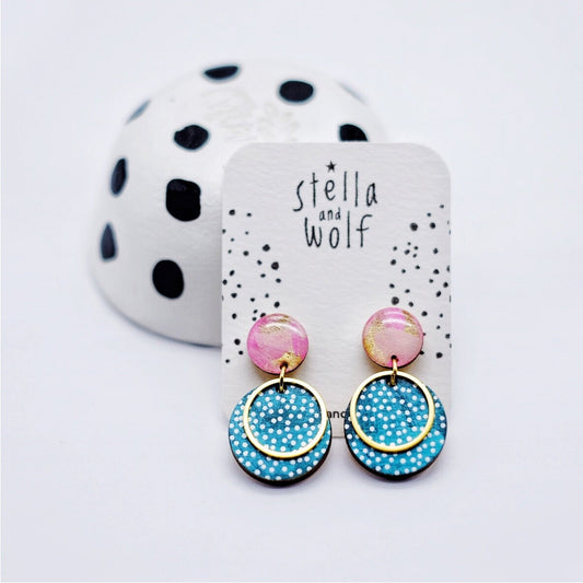 Pretty Teal and Pink Statement Earrings - The Little Jewellery Company