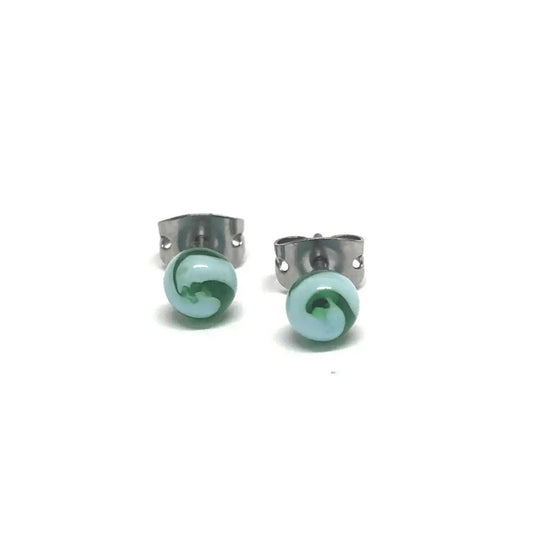Sea Swirl Handmade Glass Stud Earrings - The Little Jewellery Company