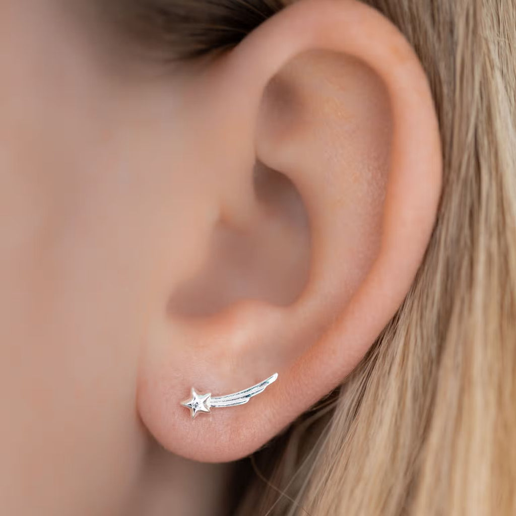 Shooting Star Sterling Silver Earrings - The Little Jewellery Company