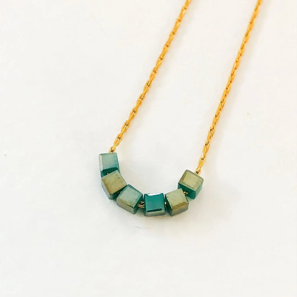Simply Square Aqua Necklace - The Little Jewellery Company