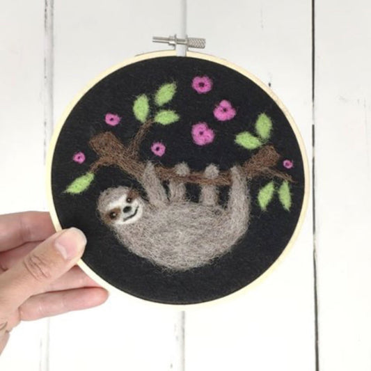 Sloth in a Hoop Needle Felting Craft Kit - The Little Jewellery Company