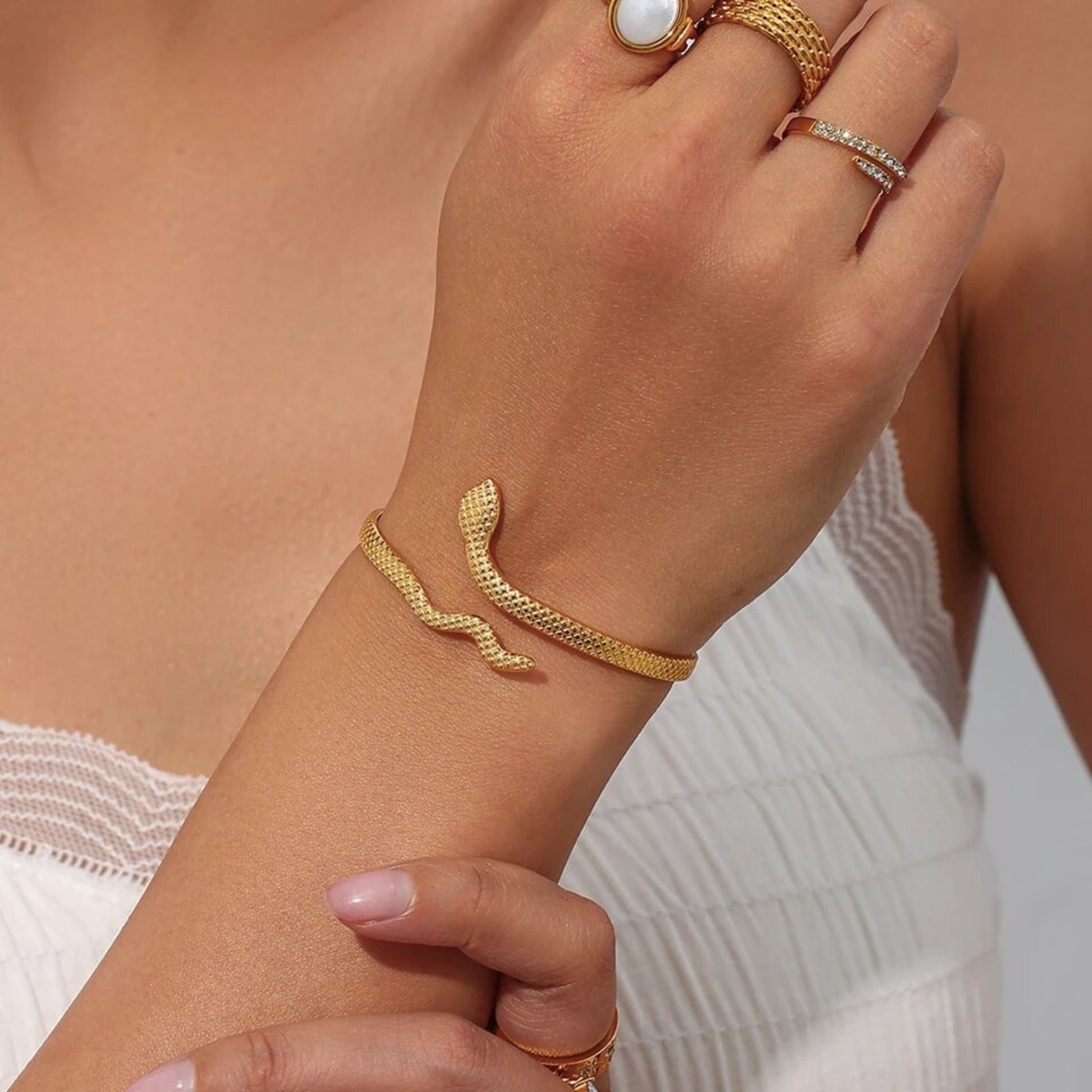 Snake Cuff Bracelet - Waterproof - The Little Jewellery Company