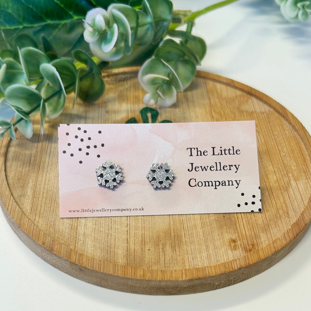 Snowflake Glitter Studs - The Little Jewellery Company