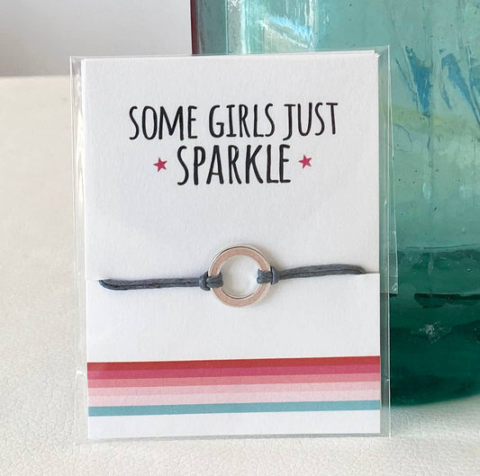 'Some Girls just Sparkle' Sentiment String Bracelet. - The Little Jewellery Company