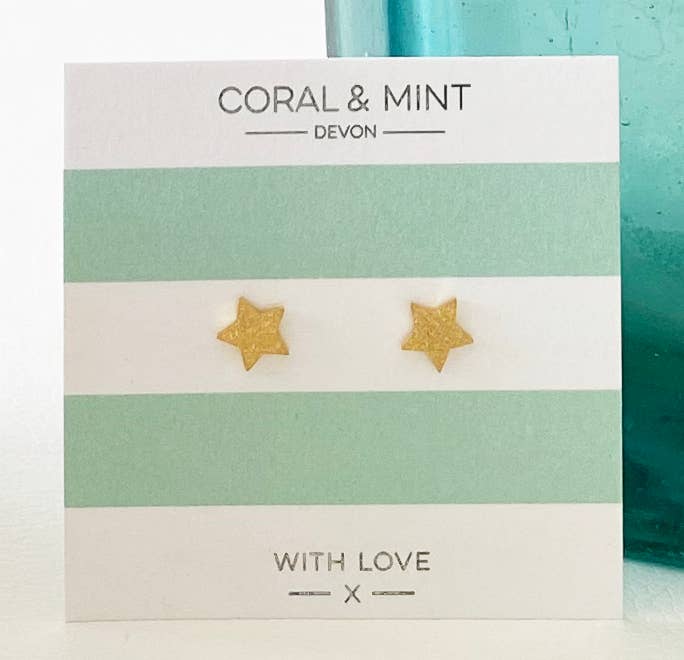 Sparkly gold star studs - The Little Jewellery Company