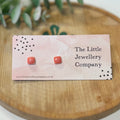 Square Studs (Coral) - The Little Jewellery Company