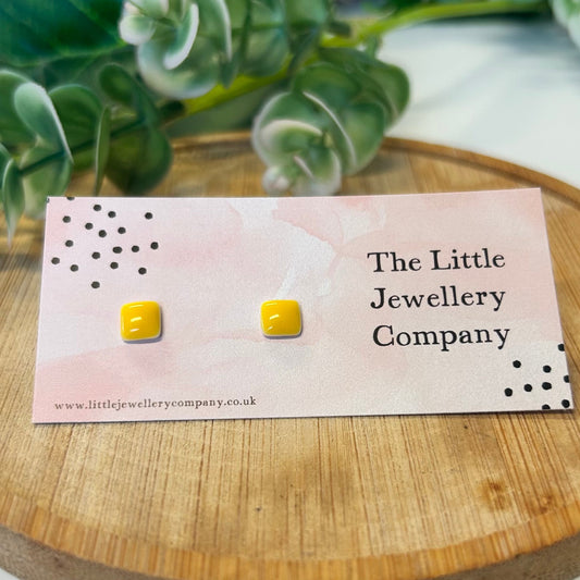 Square Studs (Yellow) - The Little Jewellery Company