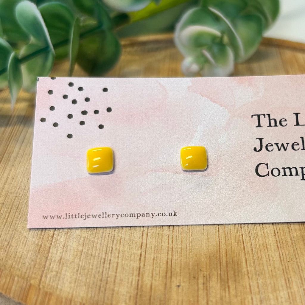Square Studs (Yellow) - The Little Jewellery Company