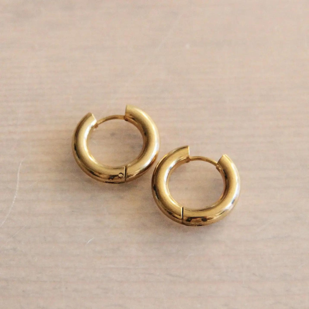 Stainless steel wide creole 16mm - gold - The Little Jewellery Company
